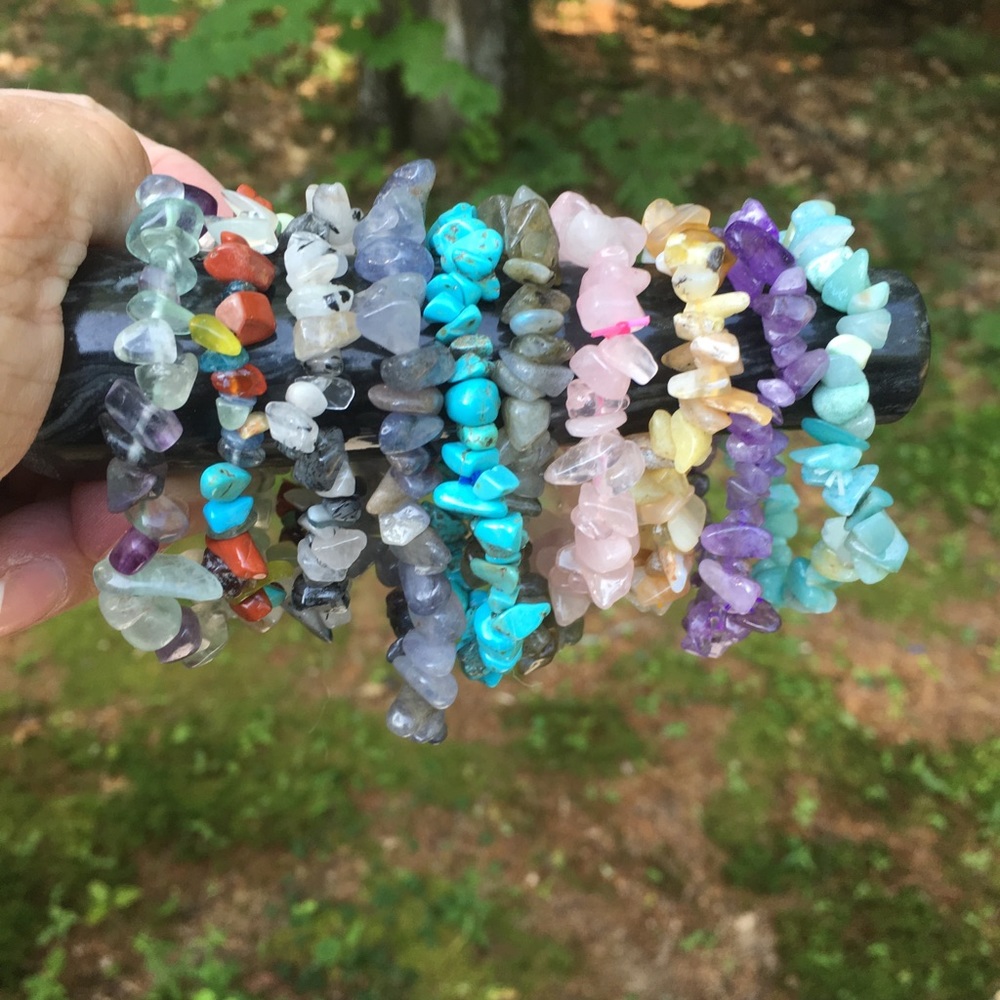 10 Genuine Gemstone chip bracelets